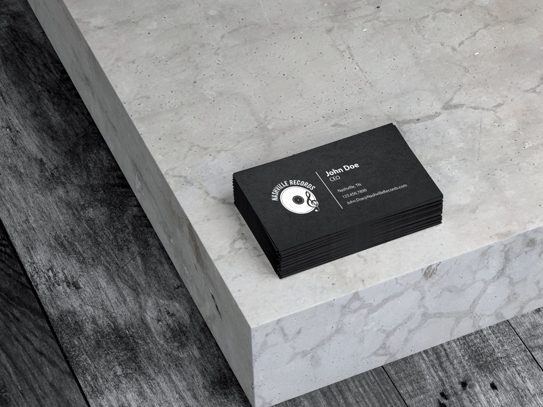 Imprinted Event Setup Items and Promotional Products for Nashville, Tennessee customized business cards printed with Nashville Records Production Company logo and personal details